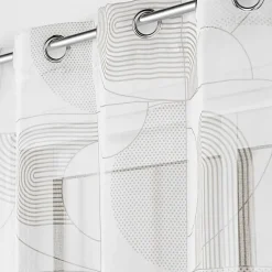 Voilage a oeillets 140 x 240 cm voile sablé imprimé Esquisse Blanc