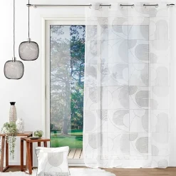 Voilage a oeillets 140 x 240 cm voile sablé imprimé Esquisse Blanc