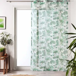 Voilage a oeillets 140 x 240 cm voile sablé imprimé Amazonia Vert