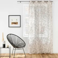 Voilage a oeillets 140 x 240 cm voile sablé imprimé Alma Naturel