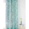 Voilage ambiance tropicale motif feuille de palme - 140x280cm - Vert d'eau