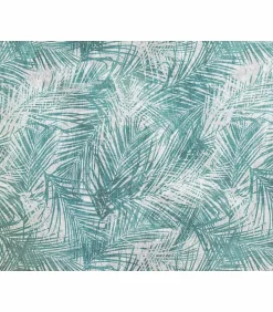 Voilage ambiance tropicale motif feuille de palme - 140x280cm - Vert d'eau