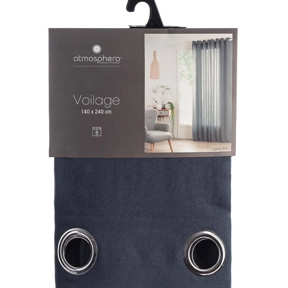 Voilage Ana - bleu orage - 140x240 cm - Atmosphera