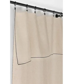 Voilage aspect lin bourdon noir - 140x295cm - Ecru