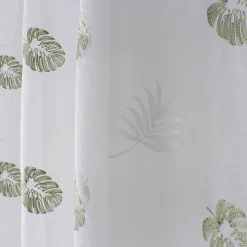 Voilage brodé sur étamine (140x240 cm - Vert Olive)