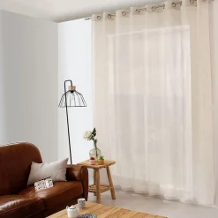 Voilage effet lin grande largeur 300x240cm - 300x240cm - Ecru