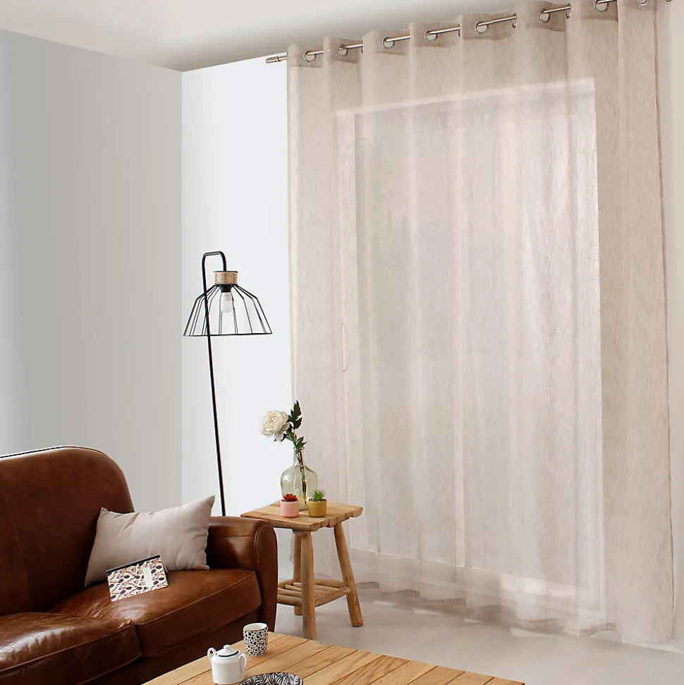 Voilage effet lin grande largeur 300x240cm - 300x240cm - Naturel