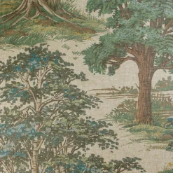 Voilage en lin à motif forêt (150x250 cm - Vert)