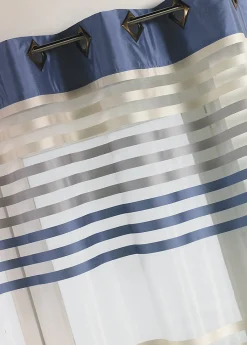 Voilage en Organza rayé et Coloré (140x260 cm - Bleu)