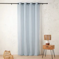 Voilage en polycoton chiné (160x260 cm - Bleu ciel)