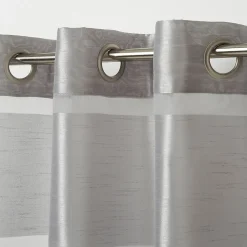 Voilage GoodHome Dokkle gris clair l.140 x H.300 cm