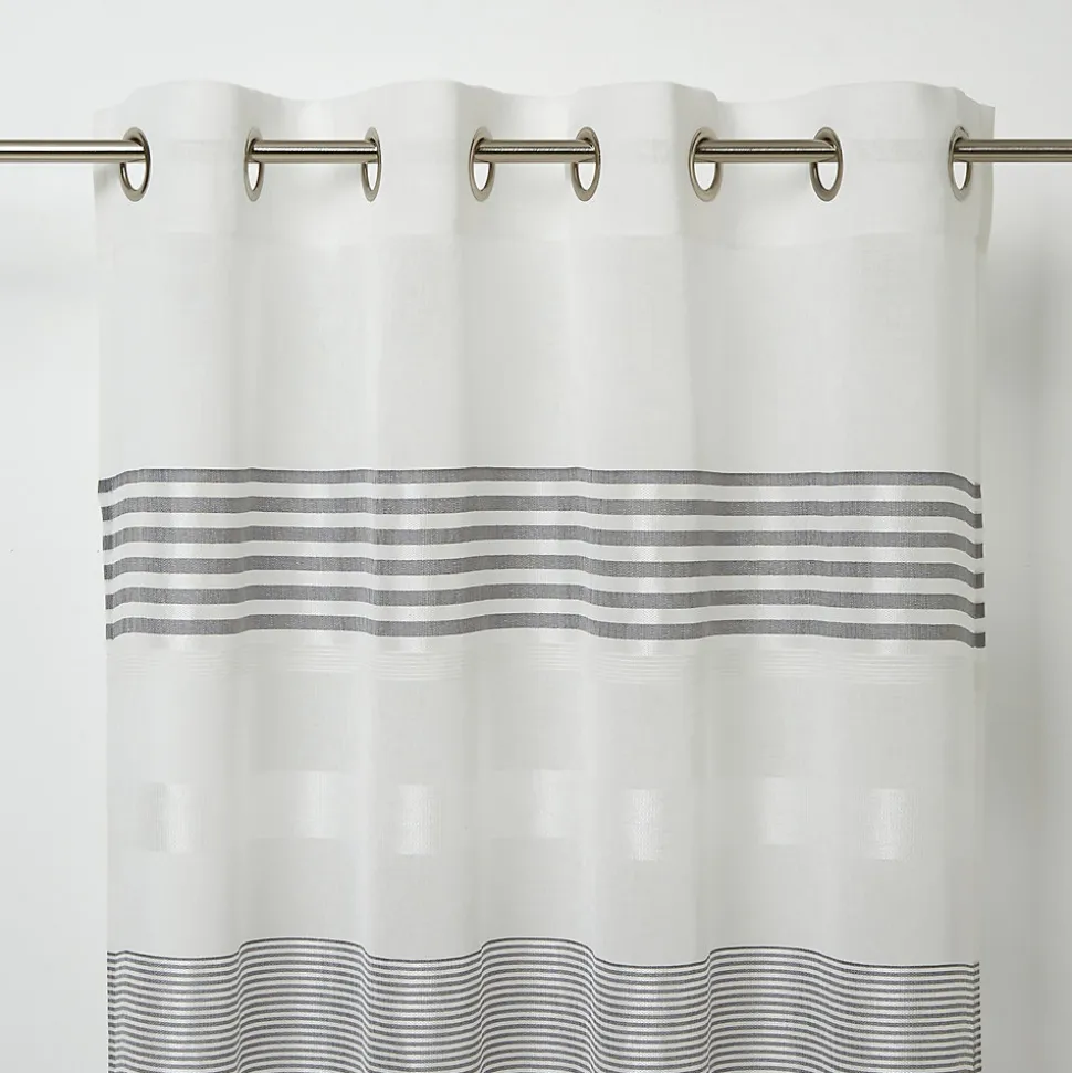 Voilage GoodHome Iris gris l.140 x H.260 cm