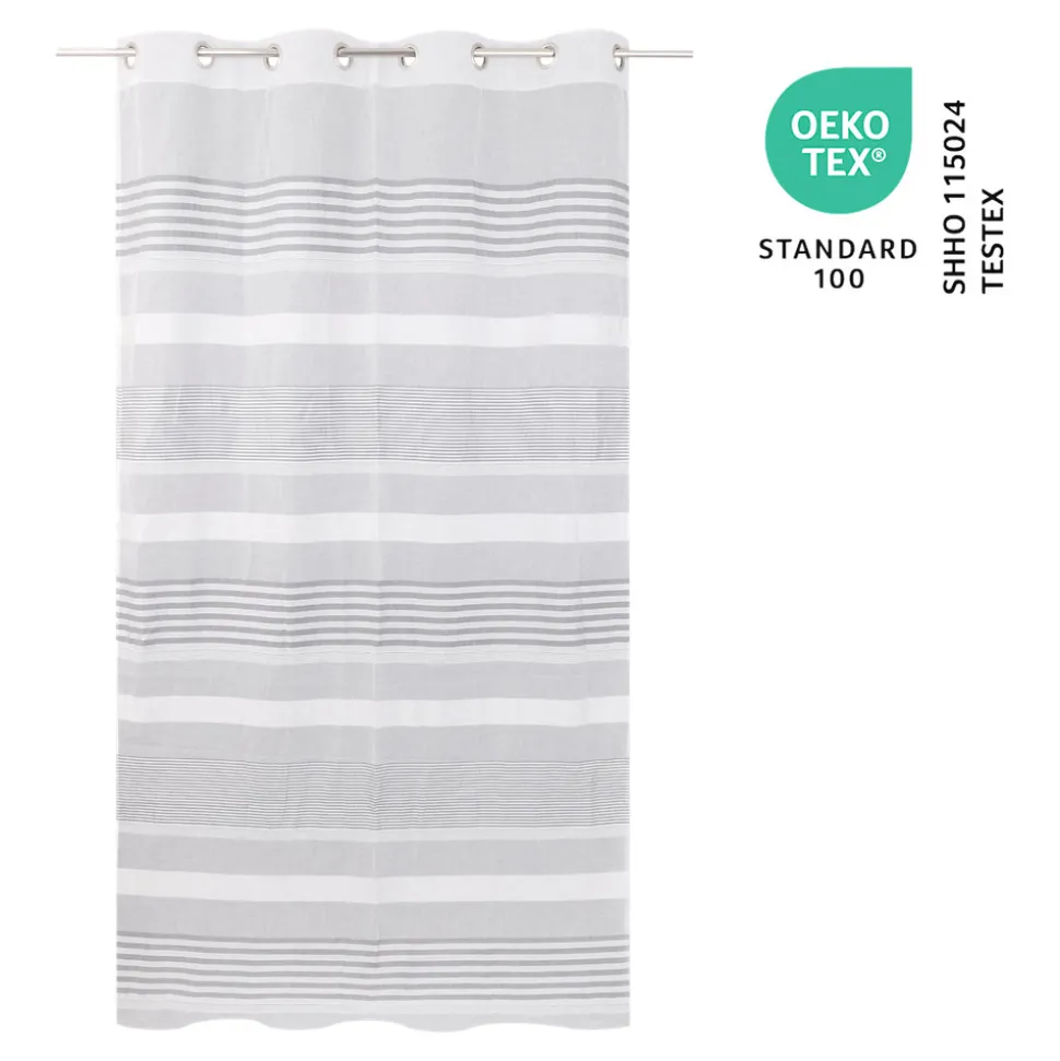 Voilage GoodHome Iris gris l.140 x H.260 cm