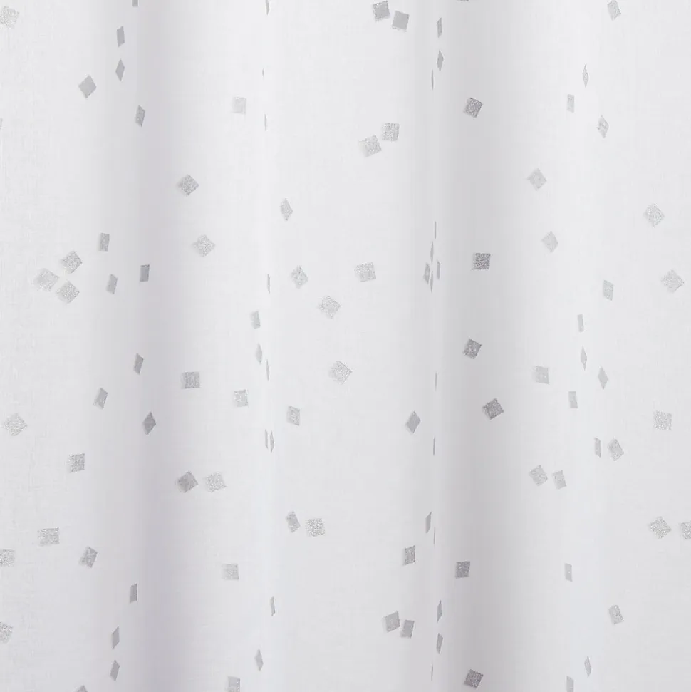 Voilage GoodHome Pyrite blanc motifs argent l.140 x H.260 cm