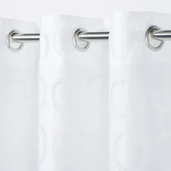 Voilage GoodHome Succusa blanc à points l.140 x H.260 cm