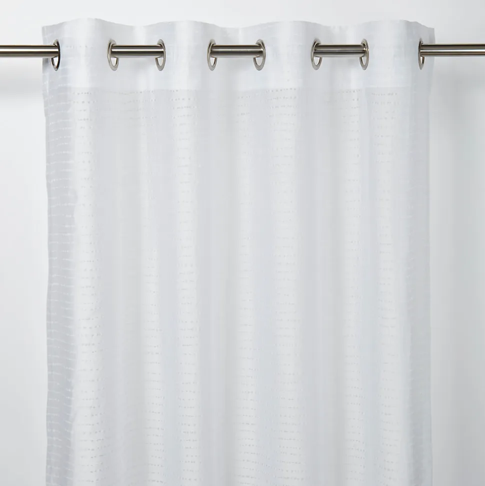 Voilage GoodHome Succusa blanc à lignes l.140 x H.260 cm