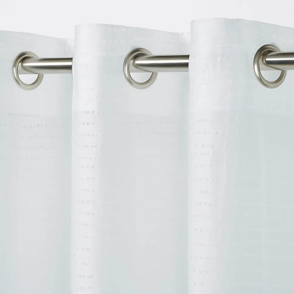 Voilage GoodHome Succusa blanc à lignes l.140 x H.260 cm