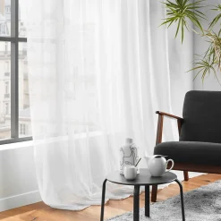 voilage grande largeur 300 x 240 cm voile sablé Lissea Blanc