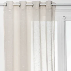 Voilage imprimé Fred beige 140x240cm - Atmosphera