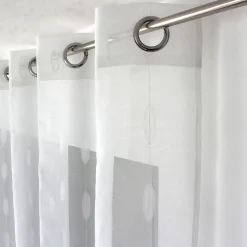 Voilage jacquard à pois ovales à oeillets (140x240 cm - Blanc)