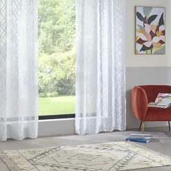 Voilage Jacquard "Sama" tamisant 140 x 240 cm Atmosphera - Blanc
