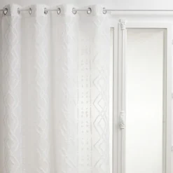 Voilage Jacquard "Sama" tamisant 140 x 240 cm Atmosphera - Blanc