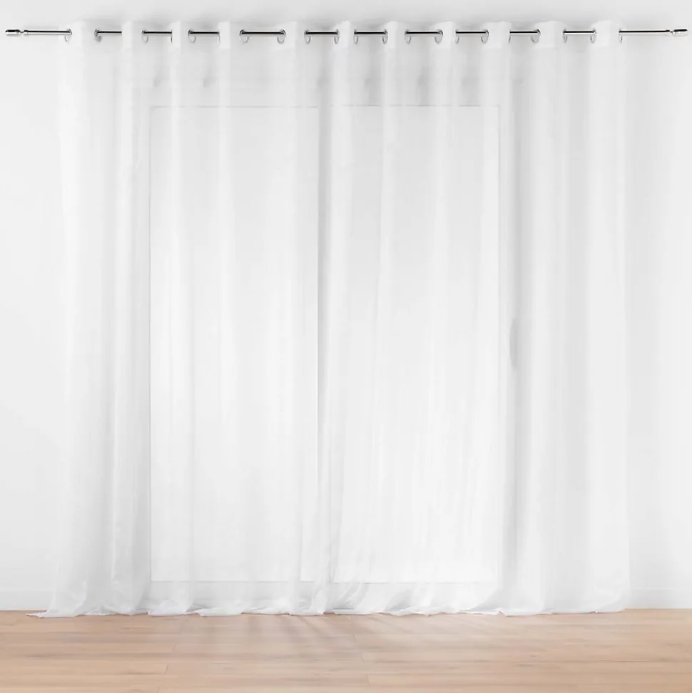 voilage largeur baie vitrée 400 x 240 cm voile sablé Lissea Blanc