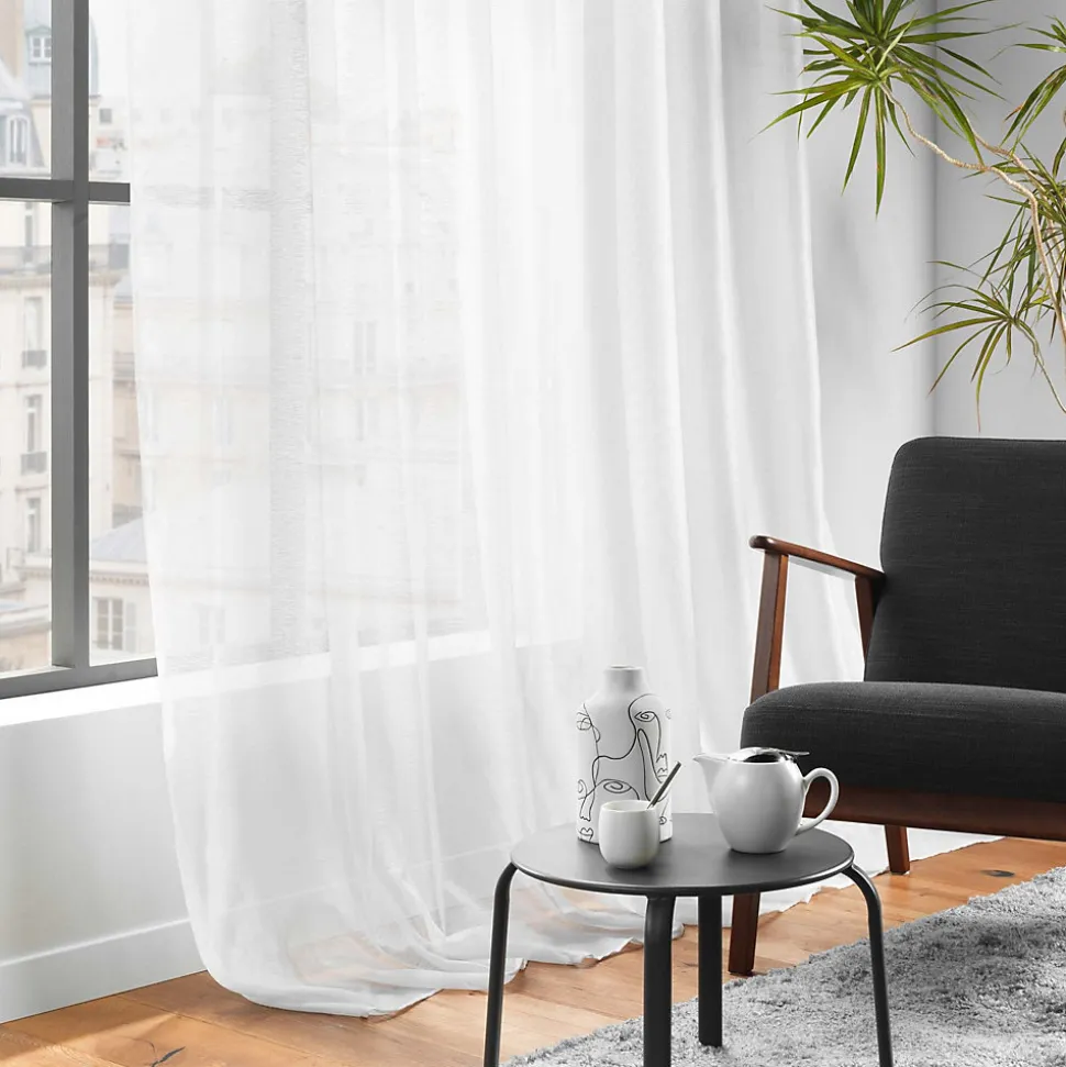 voilage largeur baie vitrée 400 x 240 cm voile sablé Lissea Blanc