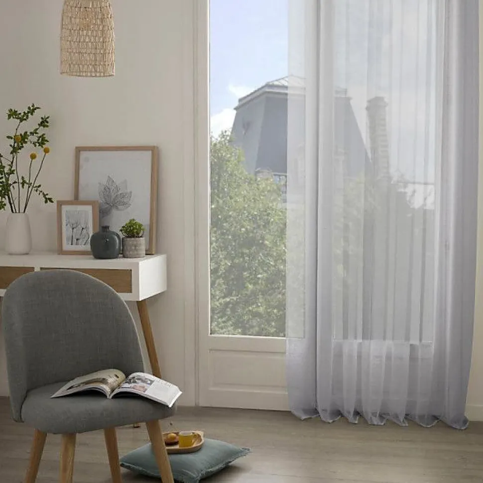 Voilage "Moly" tamisant 135 x 240 cm Atmosphera - Gris
