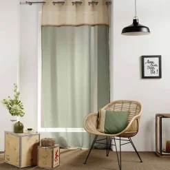Voilage sablé et vert kaki - 140x240cm - Vert kaki