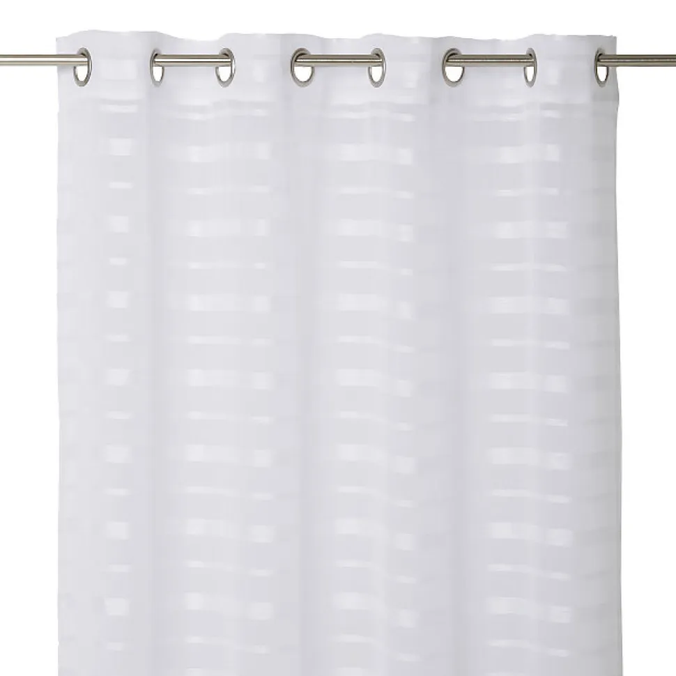 Voilage tamisant à œillets effet jacquard Wakea blanc satin L.260 x l.140cm GoodHome