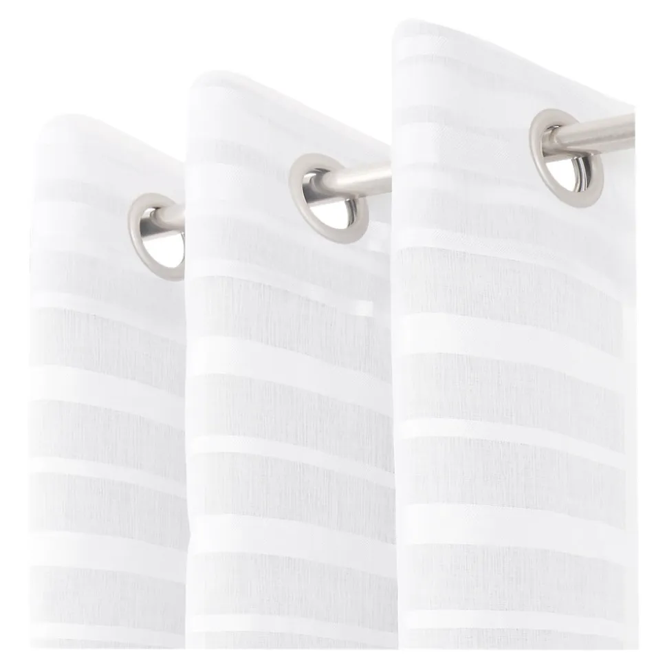 Voilage tamisant à œillets effet jacquard Wakea blanc satin L.260 x l.140cm GoodHome