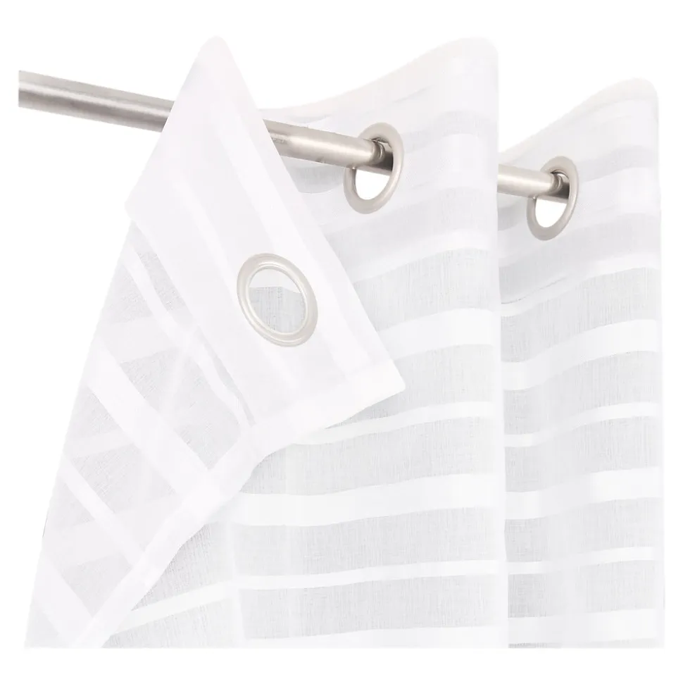 Voilage tamisant à œillets effet jacquard Wakea blanc satin L.260 x l.140cm GoodHome