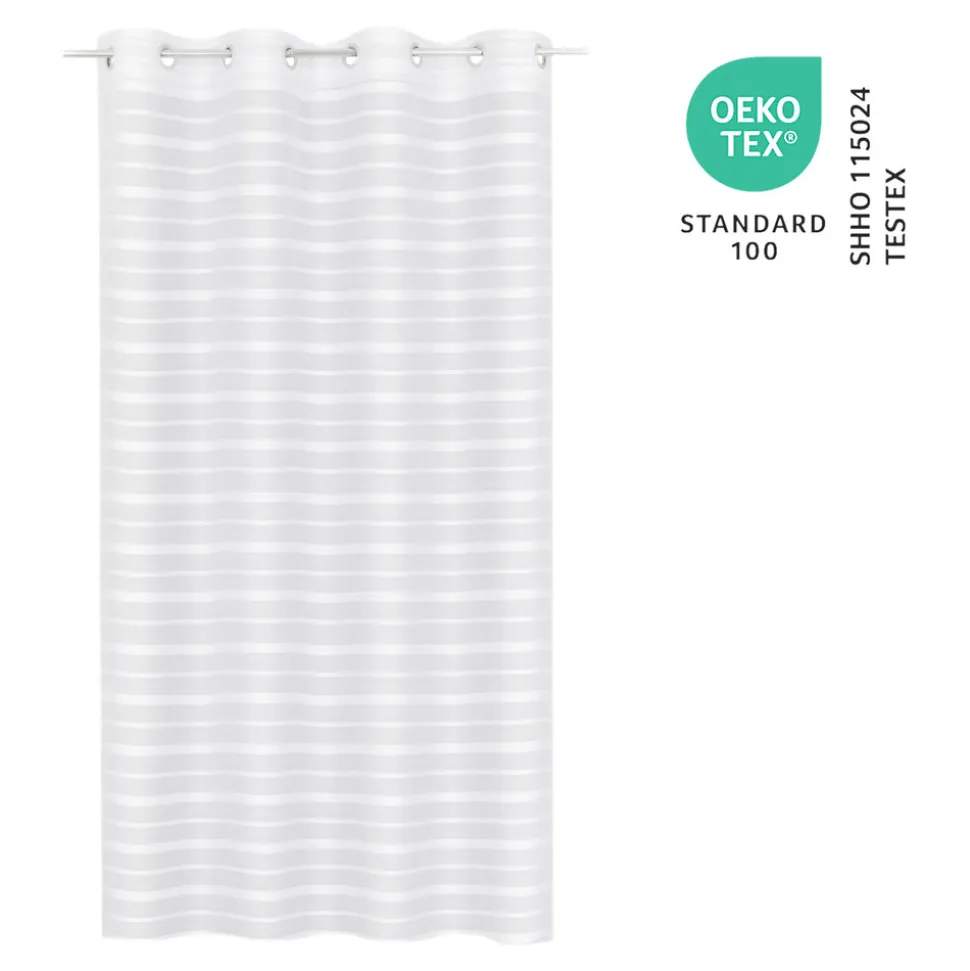 Voilage tamisant à œillets effet jacquard Wakea blanc satin L.260 x l.140cm GoodHome