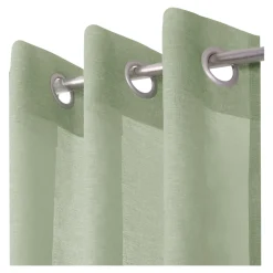 Voilage tamisant à œillets effet lin Tongi vert sauge L.260 x l.140cm GoodHome