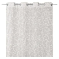 Voilage tamisant à œillets imprimé géométrique Kiya beige lin L.260 x l.140cm GoodHome