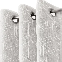 Voilage tamisant à œillets imprimé géométrique Kiya beige lin L.260 x l.140cm GoodHome