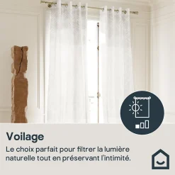 Voilage tamisant à œillets imprimé géométrique Kiya beige lin L.260 x l.140cm GoodHome