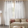 Voilage tamisant à œillets effet lin rayé Huka blanc L.260 x l.140cm GoodHome