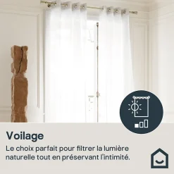 Voilage tamisant à œillets imprimé géométrique Kiya blanc L.260 x l.140cm GoodHome