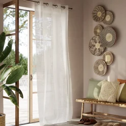 Voilage tamisant à œillets effet filet Selesa blanc cassé L.260 x l.140cm GoodHome