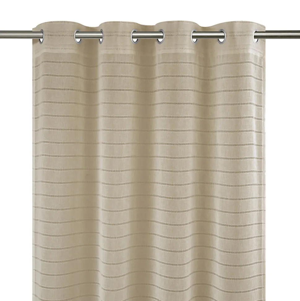 Voilage tamisant à œillets effet tissé rayé Udupi beige lin L.260 x l.140cm GoodHome