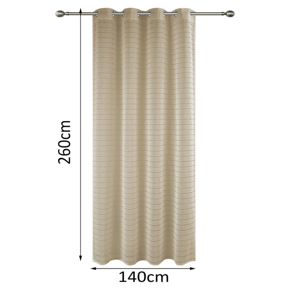 Voilage tamisant à œillets effet tissé rayé Udupi beige lin L.260 x l.140cm GoodHome
