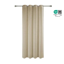 Voilage tamisant à œillets effet tissé rayé Udupi beige lin L.260 x l.140cm GoodHome