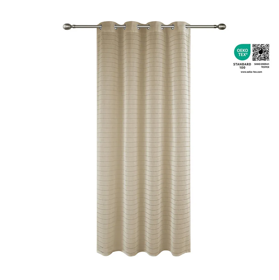 Voilage tamisant à œillets effet tissé rayé Udupi beige lin L.260 x l.140cm GoodHome