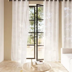Voilage tamisant à œillets effet lin Yena blanc L.300 x l.140cm GoodHome