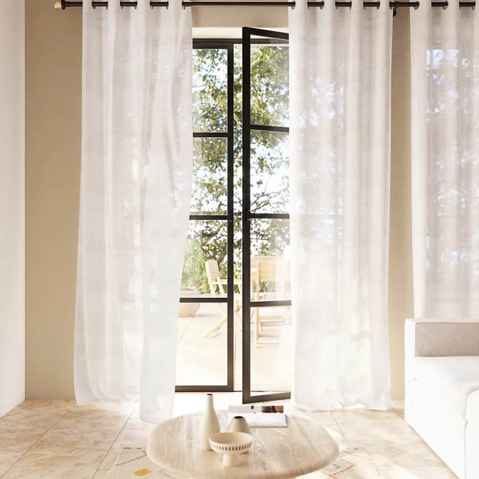Voilage tamisant à œillets effet lin Yena blanc L.300 x l.140cm GoodHome