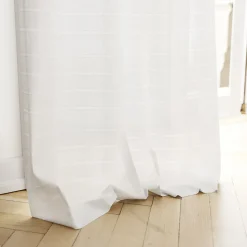 Voilage tamisant à œillets effet tissé rayé Udupi blanc L.260 x l.140cm GoodHome