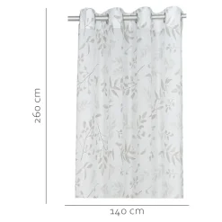 Voilage tamisant à œillets fleuri Bolani blanc L.260 x l.140cm GoodHome