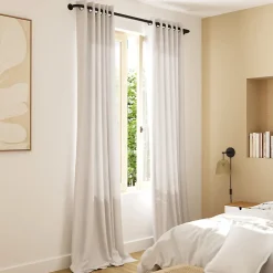 Voilage tamisant à œillets effet jacquard Diaz gris clair L.260 x l.140cm GoodHome